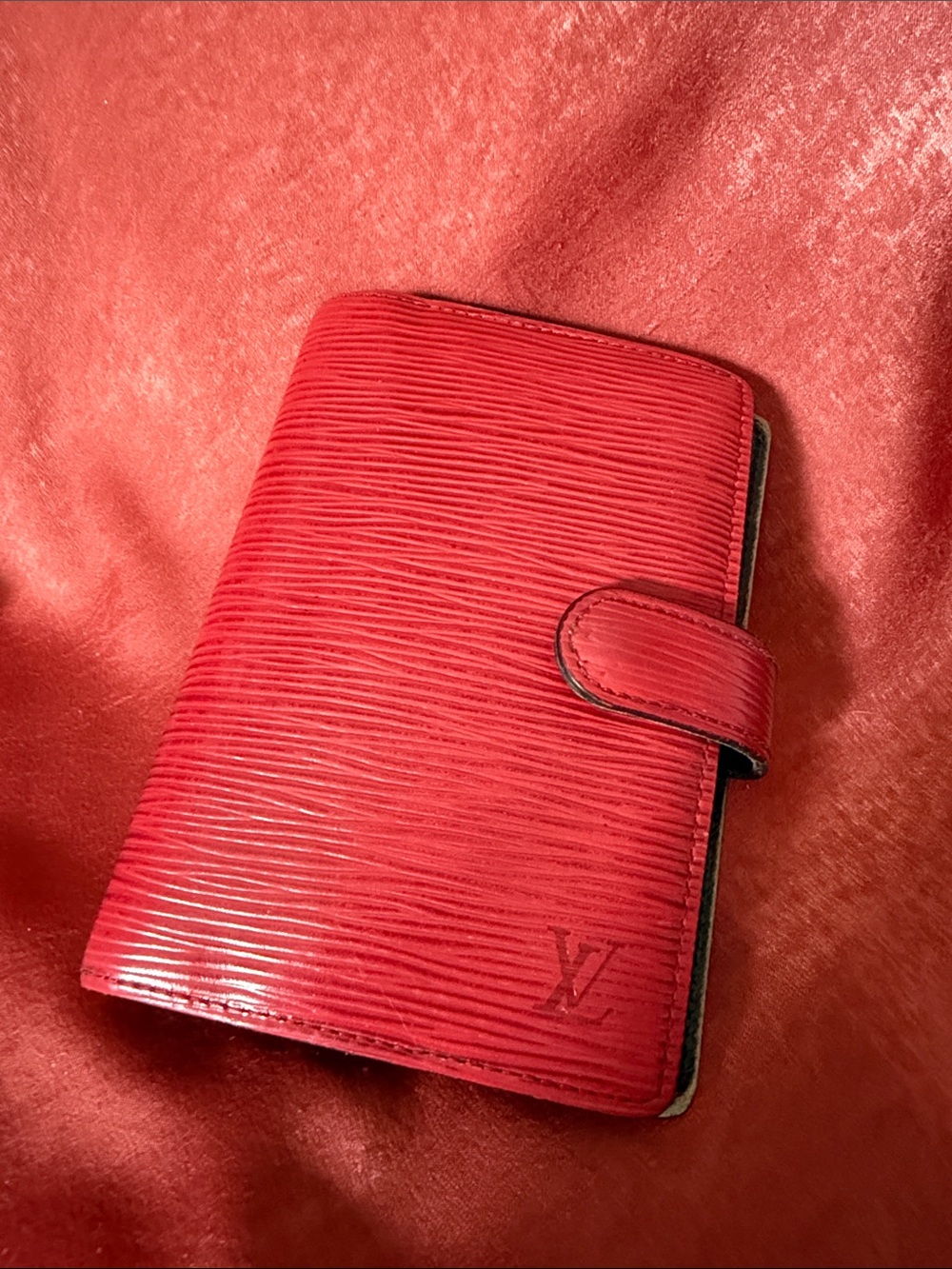 Louis Vuitton Red Epi Leather Agenda Cover with Snap